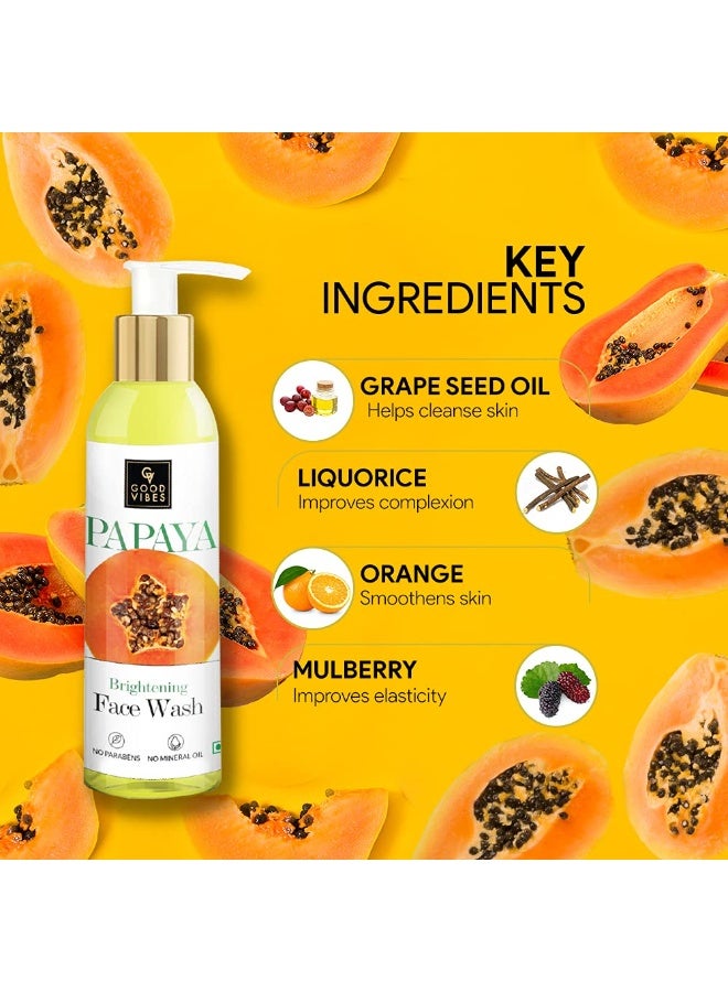 Good Vibes Papaya Brightening Face Wash 120 ml - Radiant Glowing Moisturizing Brightening Anti Ageing Pore Cleansing Formula for All Skin Types, Natural, No Parabens & Mineral Oil, No Animal Testing - Image 4