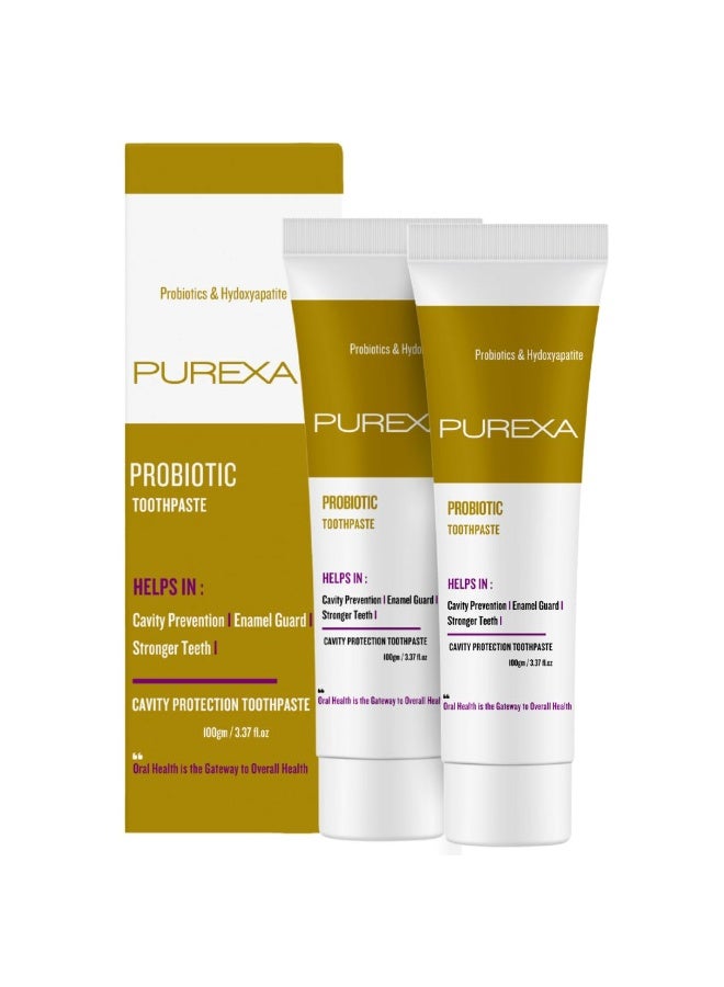 PUREXA Probiotic Toothpaste Pack of 2 | Dual Oral Microbiome Support | Good Bacteria Formula for Fresh Breath | Reduces Plaque & Harmful Germs | Strengthens Gums & Enamel Daily - Image 1