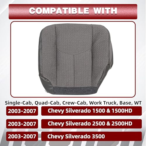 HECASA Seat Cover Driver Side Bottom Compatible with 2003-2007 Chevy Silverado 1500 1500HD 2500 2500HD 3500 Dark Gray Front Left - Image 2
