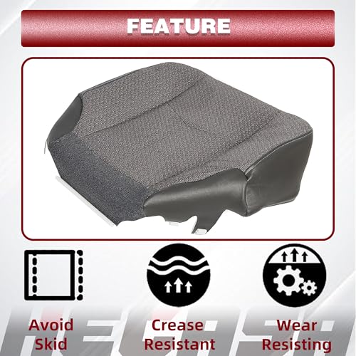 HECASA Seat Cover Driver Side Bottom Compatible with 2003-2007 Chevy Silverado 1500 1500HD 2500 2500HD 3500 Dark Gray Front Left - Image 3