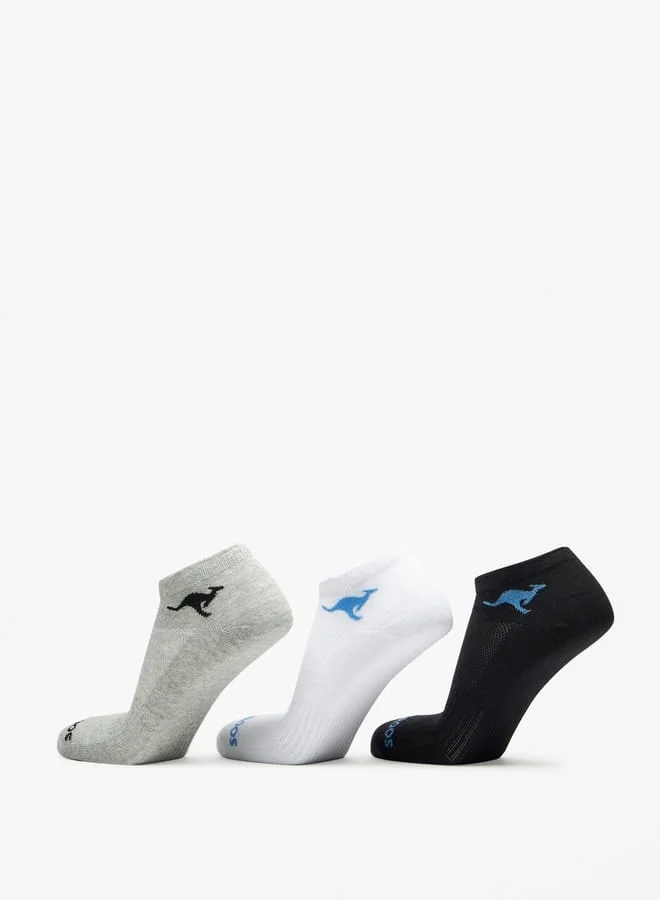 kangaROOS Men's Logo Print Ankle Length Sports Socks - Set of 3