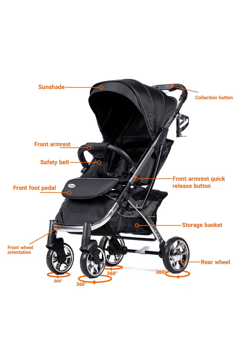 Cullar Premium Lightweight Baby Stroller with Reclining Seat, Adjustable Sunshade, Safety Harness, and Easy Fold Design – Ideal for Travel and Everyday Use - Image 2