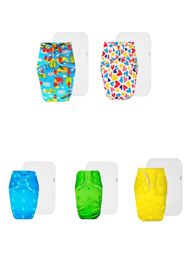 Dumbledo Premium Cloth Diaper with Cotton Insert (Pack of 5) | Dry Feel and Comfortable | Leakproof | Adjustable Snaps | Ideal for Toddlers | 3 Months - 3 Years | Unisex Baby - Image 1