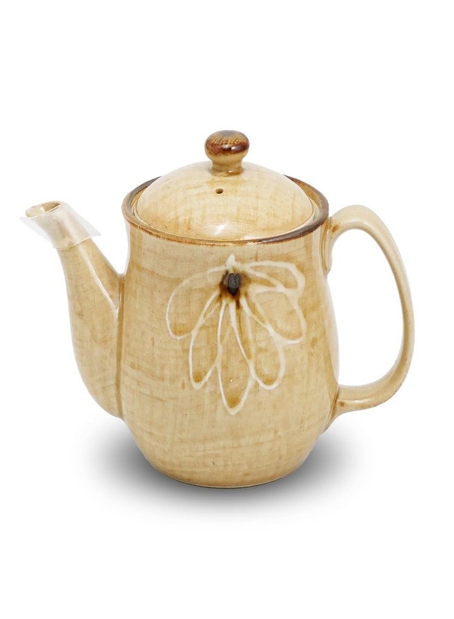 COTONOHA Mino Ware Japanese Teapot - Ceramic Tea Pot with Hand-Painted Floral Design and Stainless Steel Strainer, 500ml (16.9 fl oz), Retro Glaze Finish - Image 1