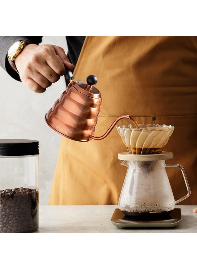 Mixpresso Gooseneck Pour Over Coffee Kettle, Barista Pour Control Design For Coffee & Tea High-Grade Stainless Steel 1.2 Liter (40 Oz) Drip Coffee Induction Cooker, Copper Stovetop Kettle - Image 5