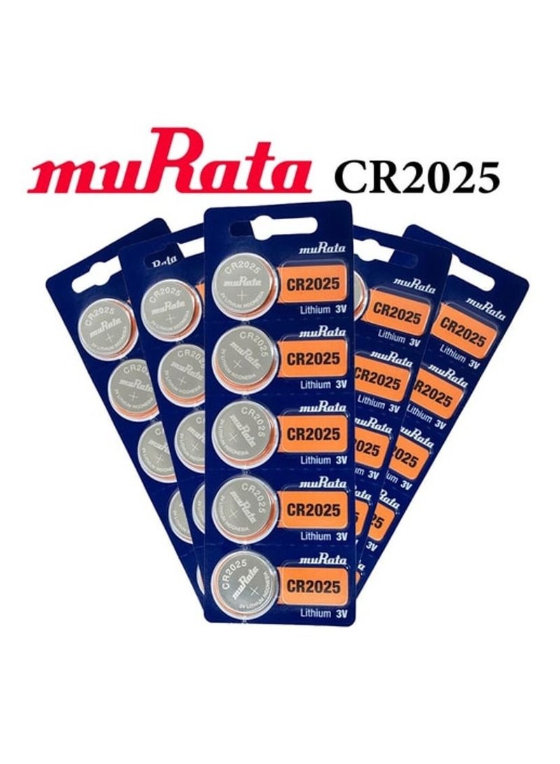 25-Pieces Murata CR2025 Lithium 3V (muRata) Indonesia Batteries