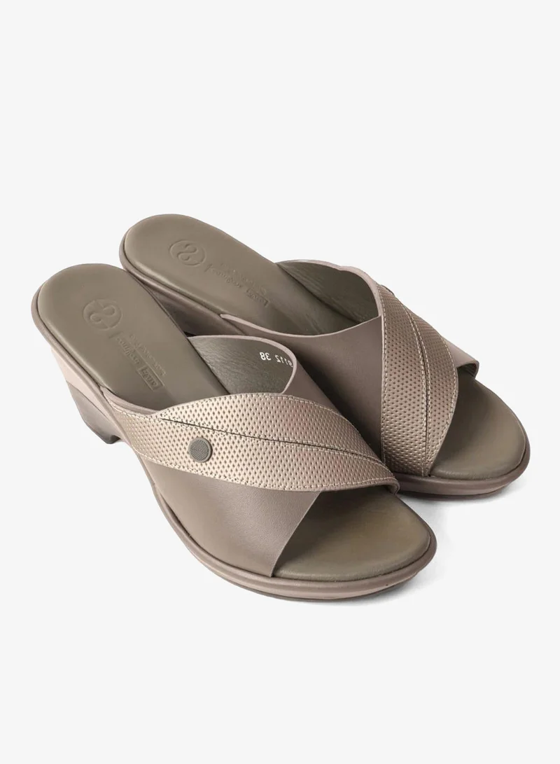 Comfort Plus COMFORT PLUS SUPORTIVE LEATHER MULES WITH LOW HEEL GREY