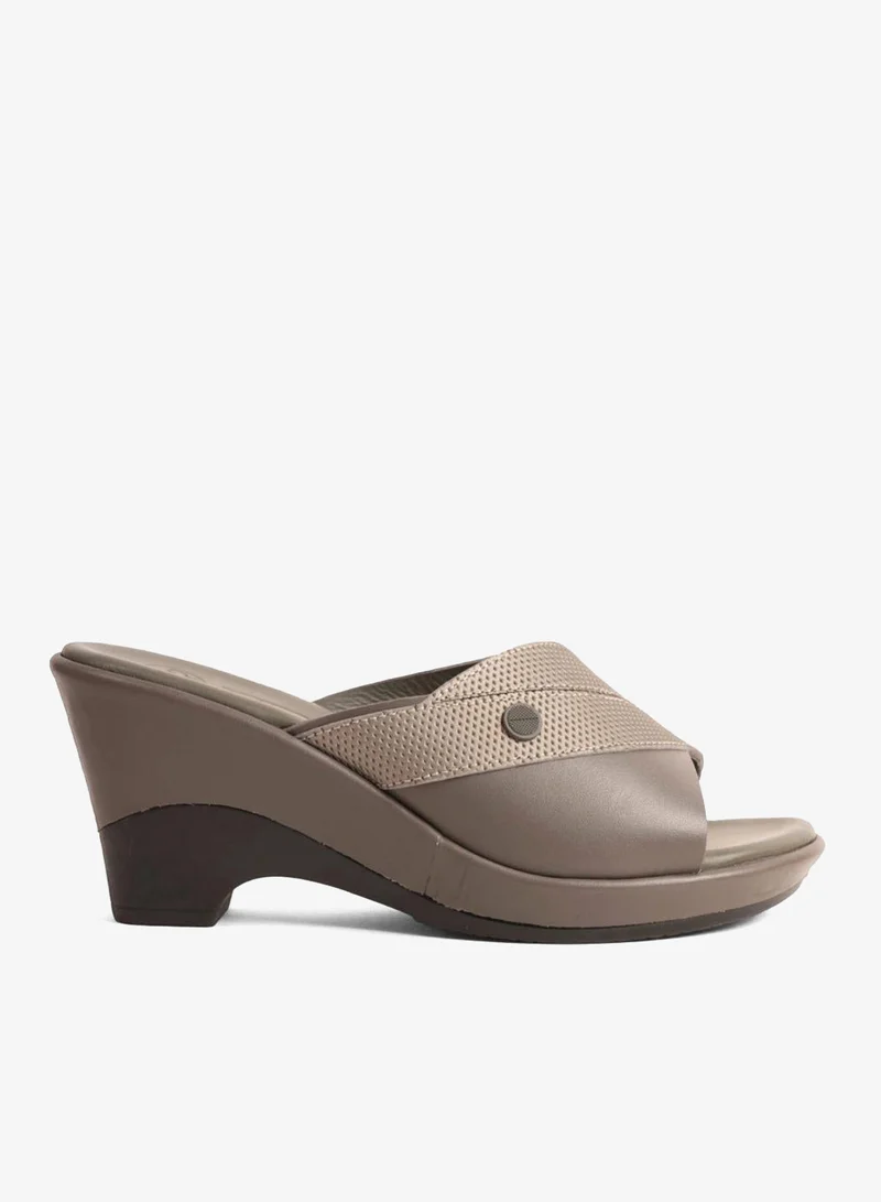 Comfort Plus COMFORT PLUS SUPORTIVE LEATHER MULES WITH LOW HEEL GREY