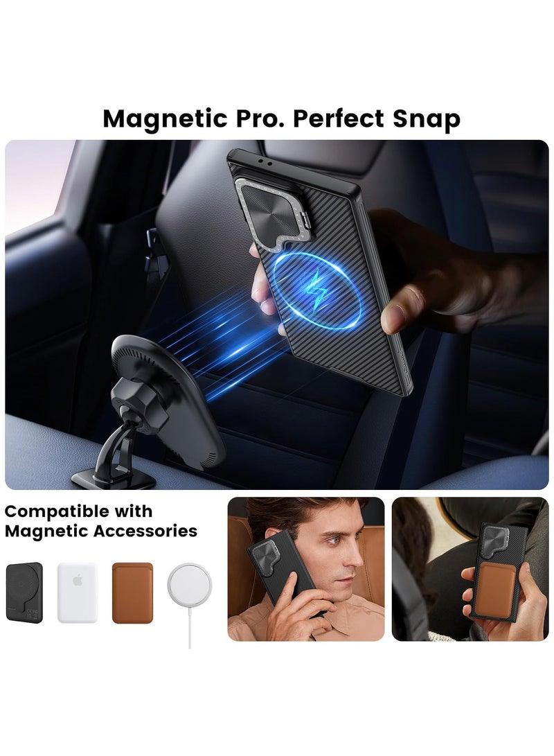 general Magnetic Case Compatible with Samsung Galaxy S24 Ultra Case with Camera Lens Stand, Lens Privacy Protection Slim Fit Shockproof Case for Samsung Galaxy S24 Ultra  - Image 5