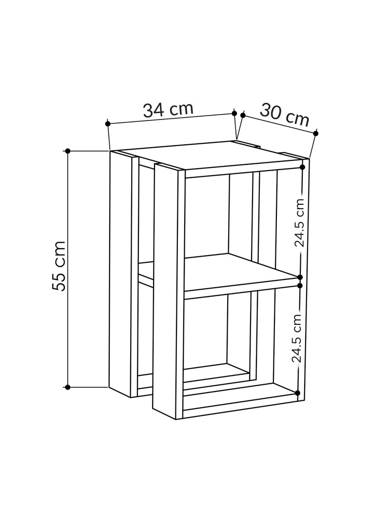 Mourah Home Lonie Modern Nightstand Bedside Table | Multi-Functional Side Table for Bedroom, Living Room| 2-Tier Table| 30x34x55cm, White - Image 5