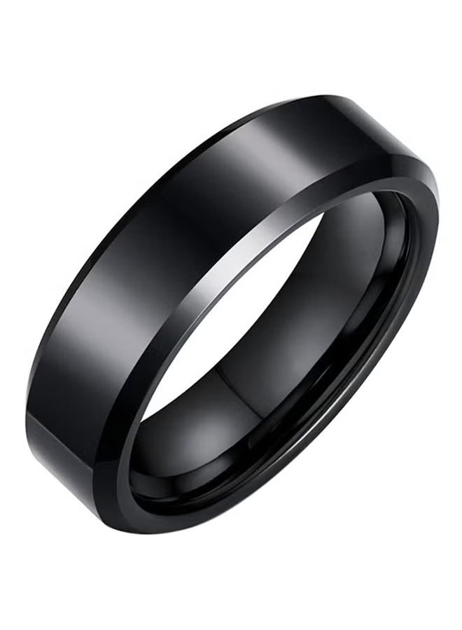 Premium Titanium Steel Ring – Beveled Edge, High-Polish Stainless Steel Mirror Finish Band （Black）  - Image 1