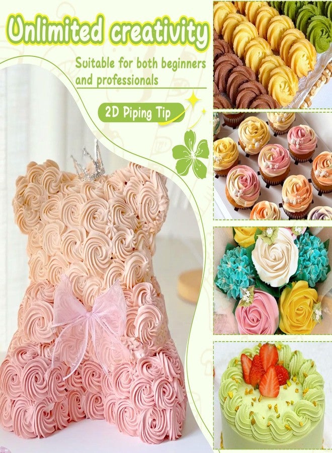 Hendiy 3pcs 2D Cake Piping Tips with 20 Piping Bags, Large Piping Nozzles Decorating Tips, Cake Baking Tools for Cookie Icing Cupcakes, Buttercream,Birthday Cake, Cupcake, DIY Art - Image 3