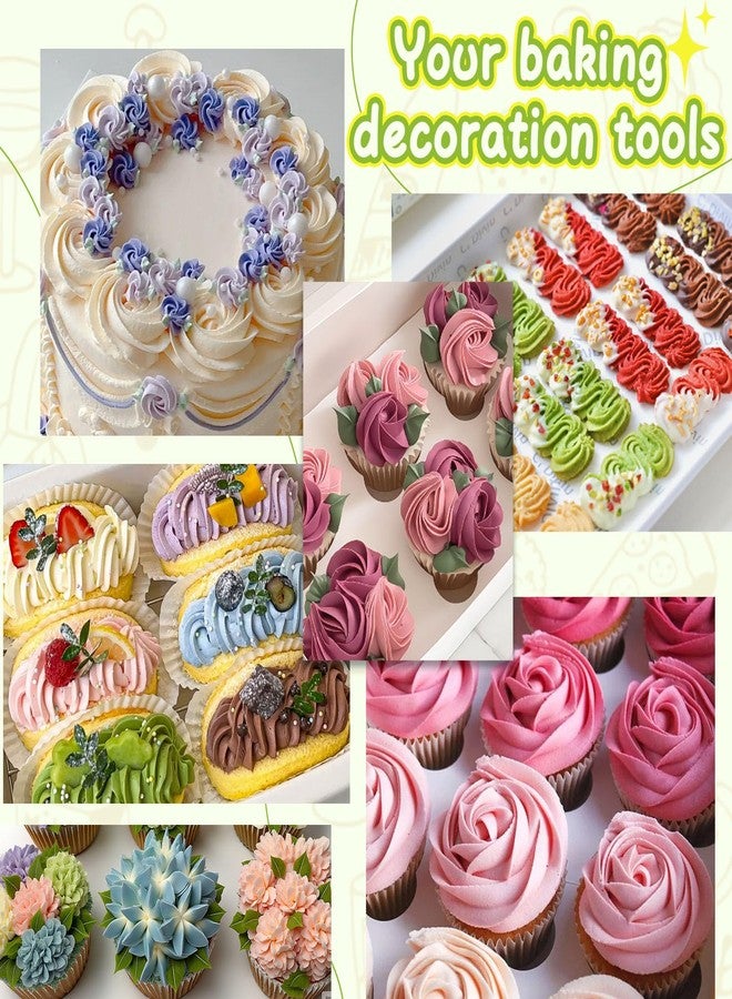 Hendiy 3pcs 2D Cake Piping Tips with 20 Piping Bags, Large Piping Nozzles Decorating Tips, Cake Baking Tools for Cookie Icing Cupcakes, Buttercream,Birthday Cake, Cupcake, DIY Art - Image 5