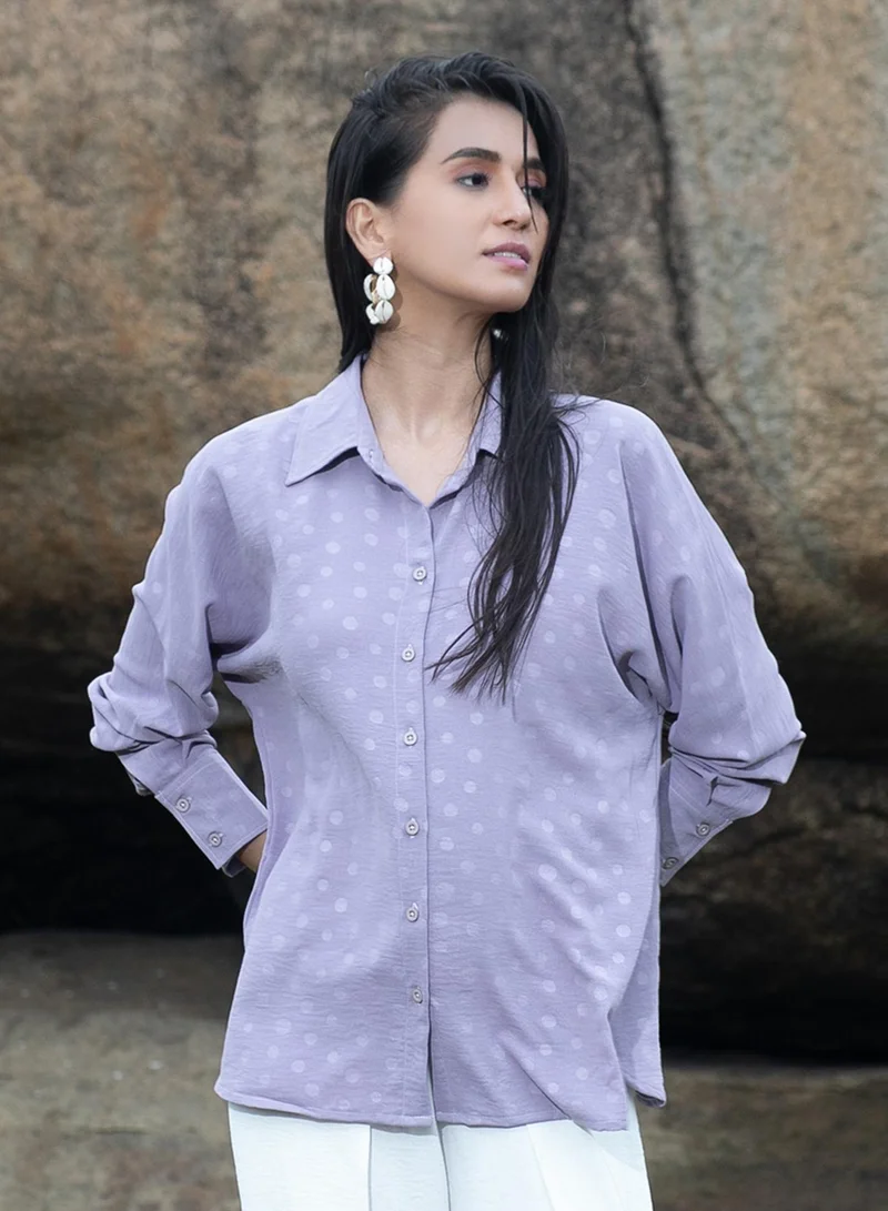 PINACOLADA Women's Lilac Polka Dot Shirt