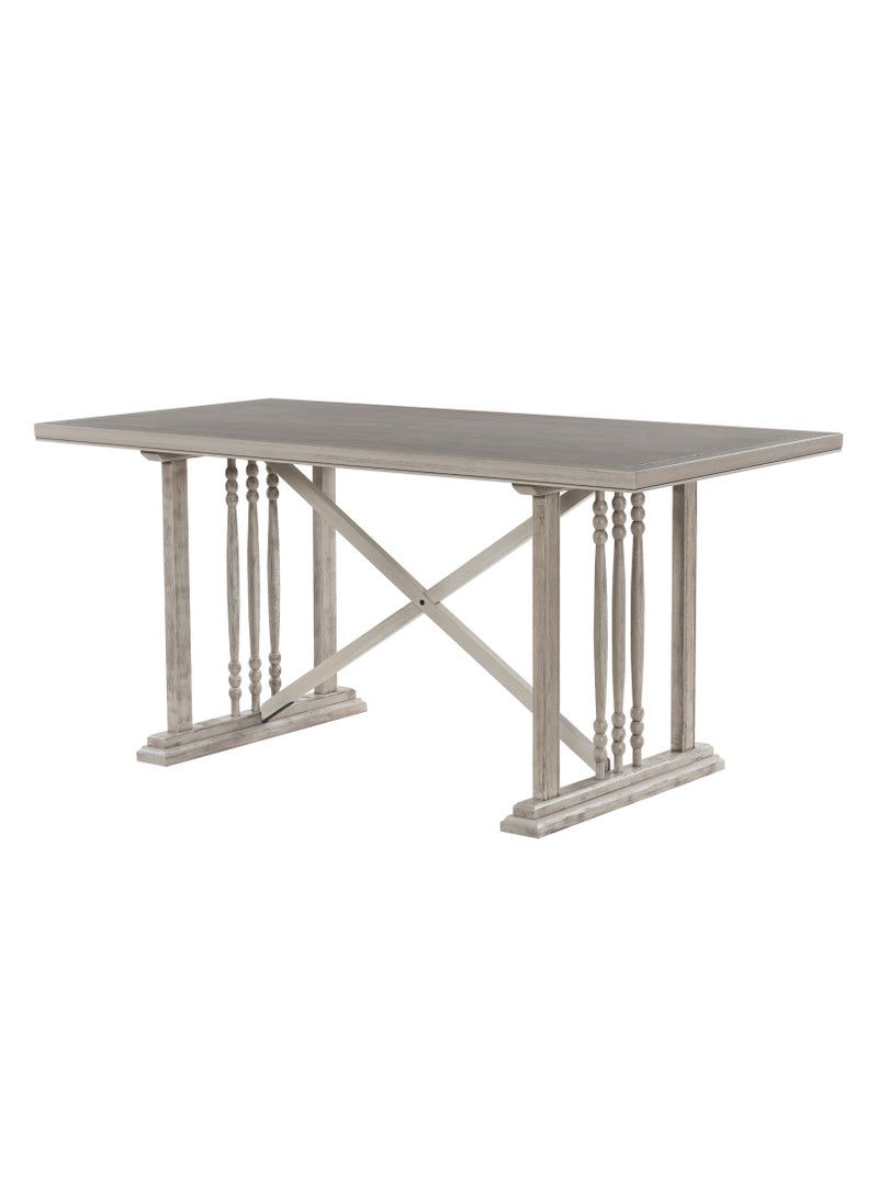 DOOHWAN 63 Inch Solid Wood Dining Table for 6 People, Large Rectangular Farmhouse Kitchen Table with Wood Legs, Rustic Design for Dining Room & Breakfast Nook - Image 1