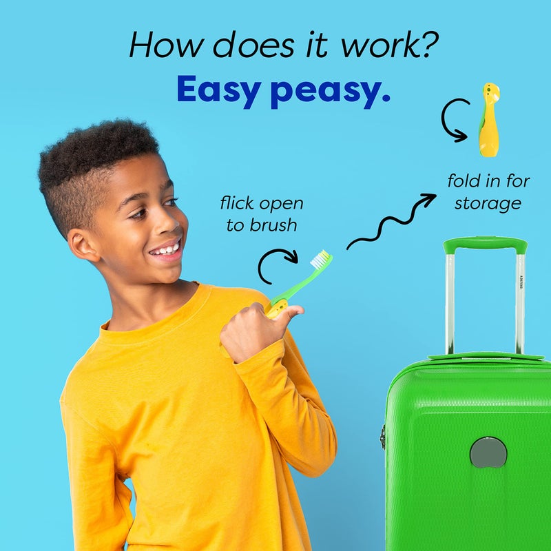 Lingito Kids' Soft Toddler Toothbrush, Gentle Bristles for Home, School, Camp, Sleepovers - Folding Handles for Tiny Hands (3 Pack) - Image 5