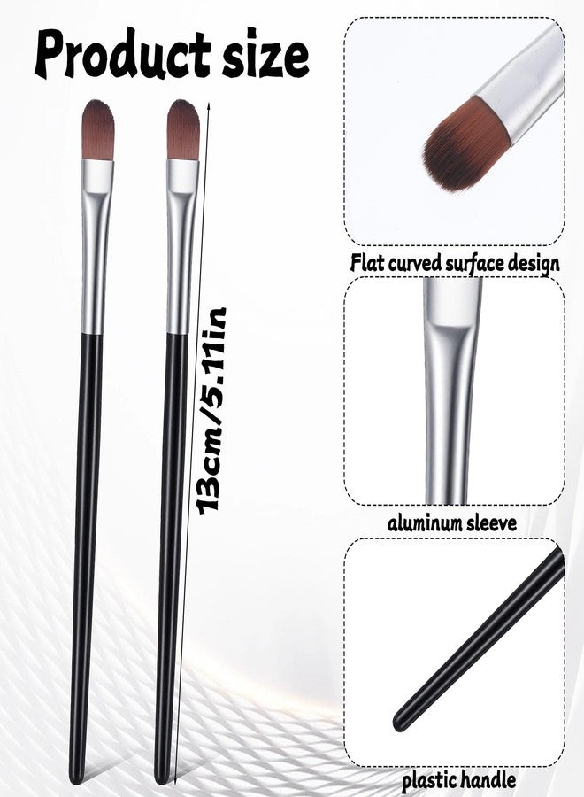 Psiriol 6 Pcs Flat Rounded Concealer Brush, Flat Eye Shadow Primer Applicator Brush, Little Make up Eyeshadow Brushes with Soft Synthetic Hairs, Eye Shadow Blending Brush for Concealer, Eyeshadow, Lipstick - Image 2