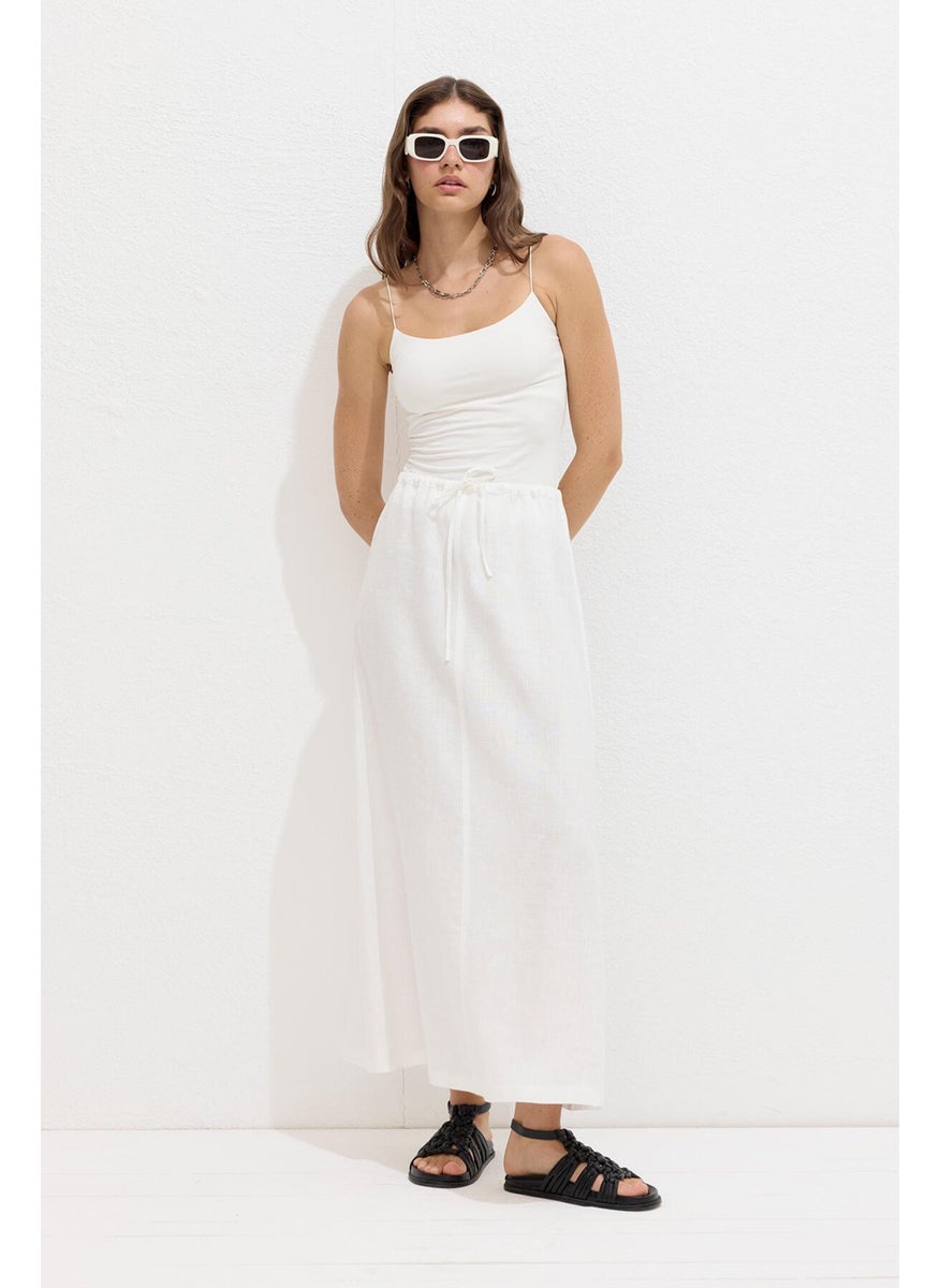 Manuka - Laced Linen Skirt Ecru - Image 1