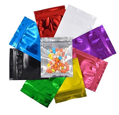 UPSTORE 100PCS 4in x 5in Self Sealing Mylar Foil Flat Bag Sample Zipper Pouch Food Snack Storage Coffee Bean Candy Tea Powder Seal Grip Wrapper Gift Basket Supplies Xmas Gift Bag (Gold)  - Image 1