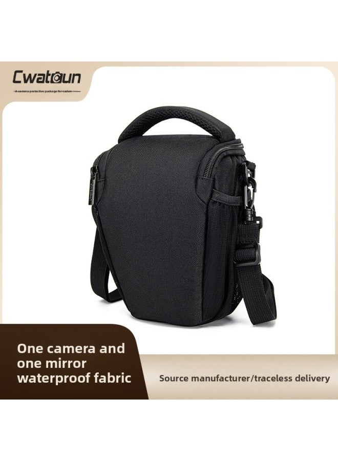 Cwatcun Hong Kong Shoulder Crossbody SLR Camera Bag Carden Photography Bag Digital Camera Bag Inner Bag-Color:Black Large Black (1 Machine, 1 Mirror + 1 Pack Of 2)  - Image 2