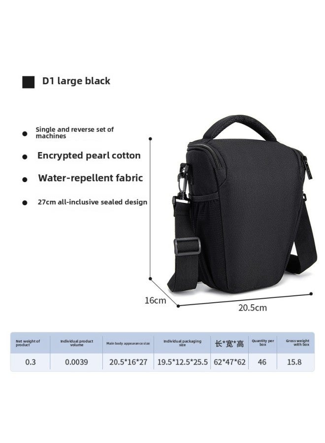 Cwatcun Hong Kong Shoulder Crossbody SLR Camera Bag Carden Photography Bag Digital Camera Bag Inner Bag-Color:Black Large Black (1 Machine, 1 Mirror + 1 Pack Of 2)  - Image 1