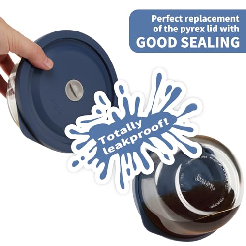 EuChoiz Replacement Lids for Pyrex 7201-PC 4 Cup, Silicone Round Storage Cover Lid for Anchor Hocking Glass Bowl 4 Pack with Date Mark Dark Blue - Image 4