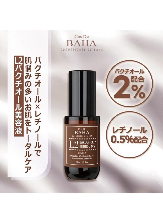 Cos De BAHA Retinol 0.5%, Bakuchiol 2% Serum with Retinol for Face, Anti-Aging, Hyperpigmentation and Acne Flare-Ups, 1 Fl Oz (30ml) - Image 2
