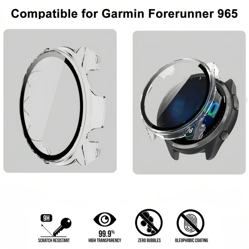 واقٍ من الزجاج المقوى لجهاز Forerunner 965، أسود شفاف - Image 3