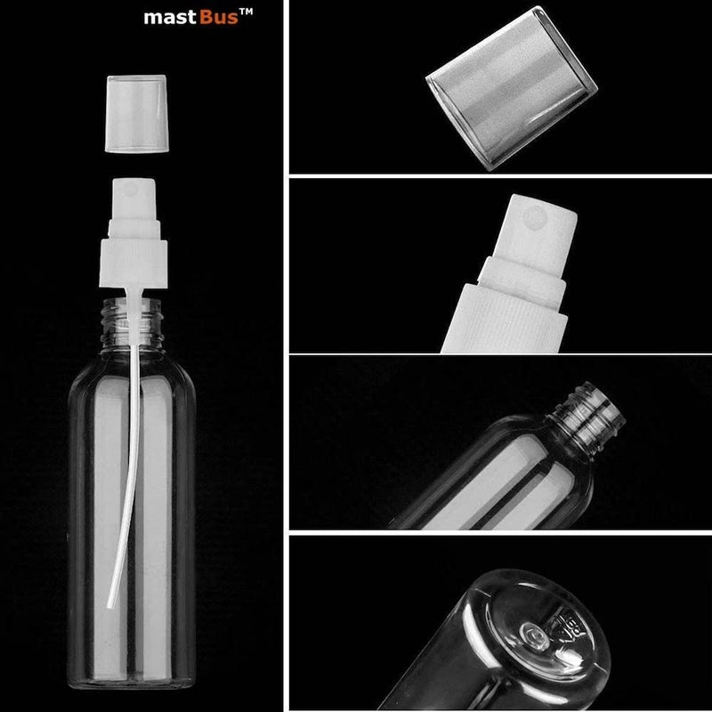 mastBus 3pcs 50ml 3pcs 100ml Refillable Spray Empty Bottle for Home Office Car Travel Cleaning White Fine Mist Transparent - Image 3
