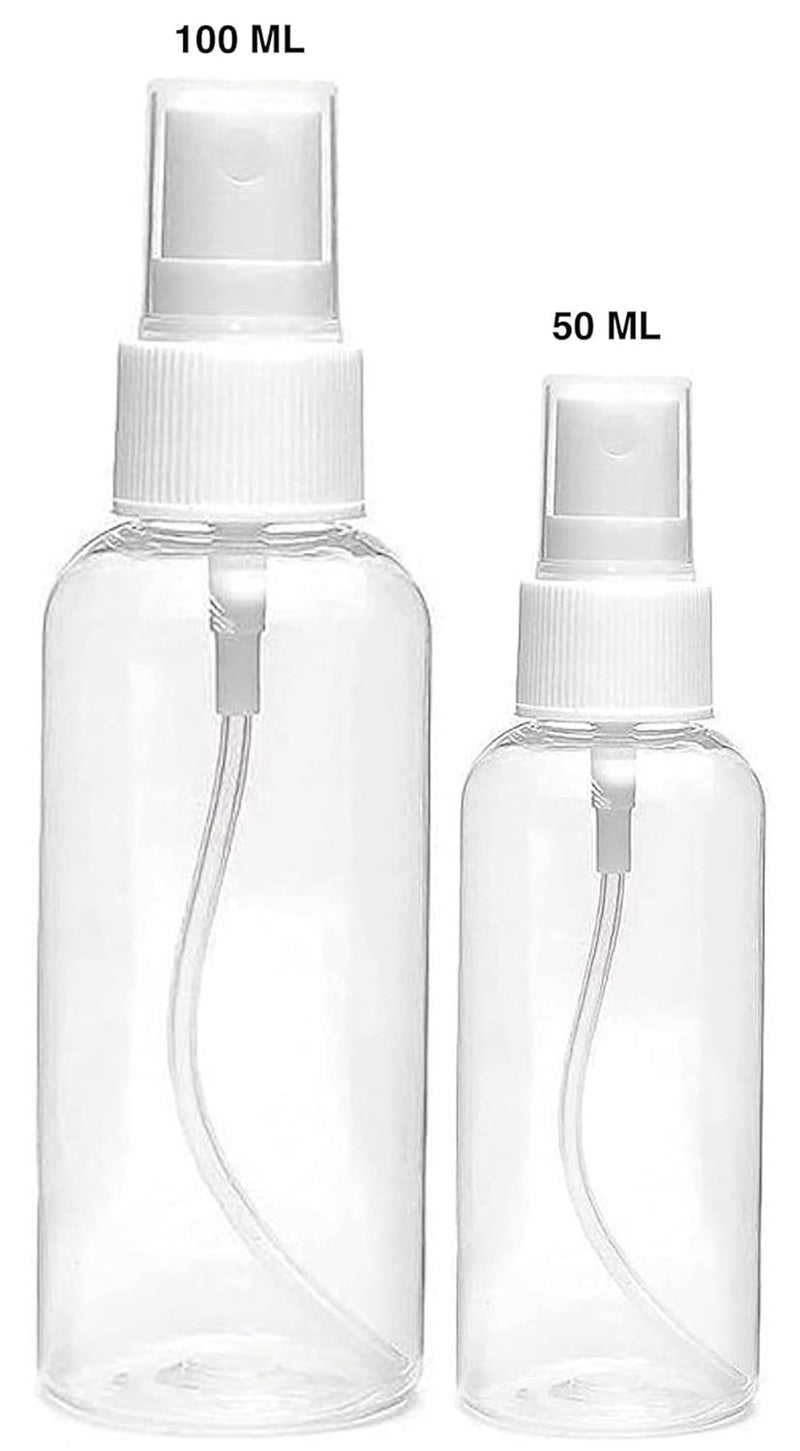 mastBus 3pcs 50ml 3pcs 100ml Refillable Spray Empty Bottle for Home Office Car Travel Cleaning White Fine Mist Transparent - Image 2