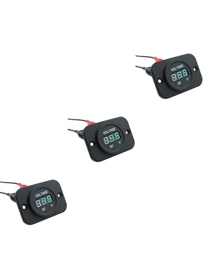 3 قطع شاشة مراقبة جهد بطارية السيارة والدراجة النارية المحمولة مع شاشة رقمية LED خضراء - Image 1