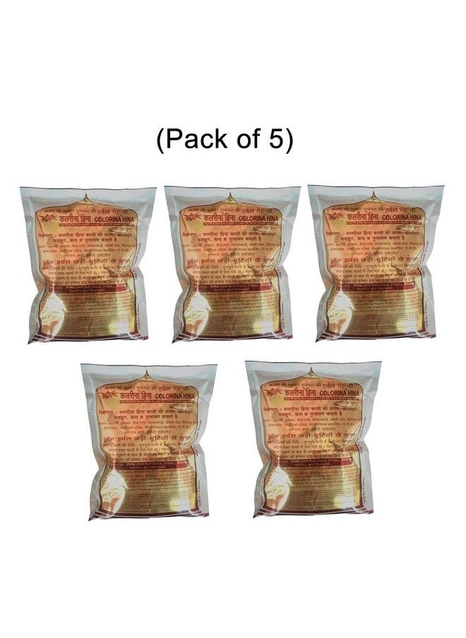 COLORINA - Hina Gujrati Herbal Henna Powder Natural Black 6.1 50G (Pack Of 5) ; Colors Hair Not Skin - Image 1