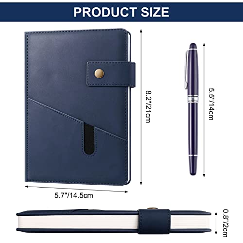Mousbull A5 Leather Journal Notebook with Pen, 200 Pages Hardcover Journal with Pocket, 100gsm Thick Lined Paper Daily Diary for Men and Women, Great Gift for Business School Travel Personal - Navy Blue - Image 5