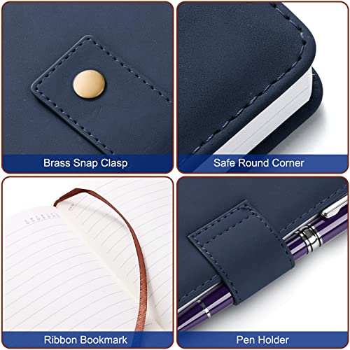 Mousbull A5 Leather Journal Notebook with Pen, 200 Pages Hardcover Journal with Pocket, 100gsm Thick Lined Paper Daily Diary for Men and Women, Great Gift for Business School Travel Personal - Navy Blue - Image 3