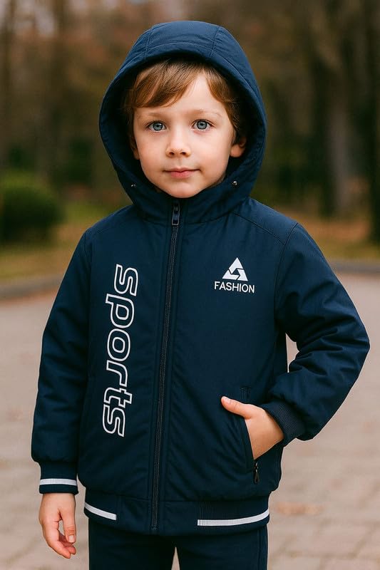 Krystle Kids Woolen Winter Jacket for Boys – Warm Hooded Coat with Zip Closure (Blue,5-6 Years) - Image 2
