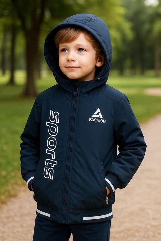 Krystle Kids Woolen Winter Jacket for Boys – Warm Hooded Coat with Zip Closure (Blue,5-6 Years) - Image 3