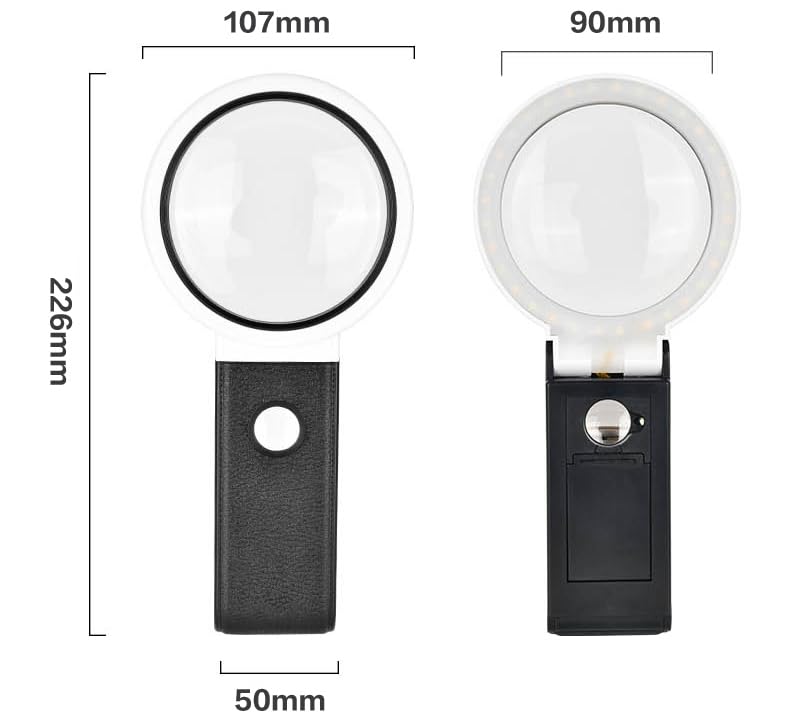 Bysameyee Magnifying Glasses with Light and Stand, 10X 25X Handheld Lighted Magnifier, Large Standing Magnifying Glass with 32 LED Lights for Close Work Coin Stamp Collection - Image 1