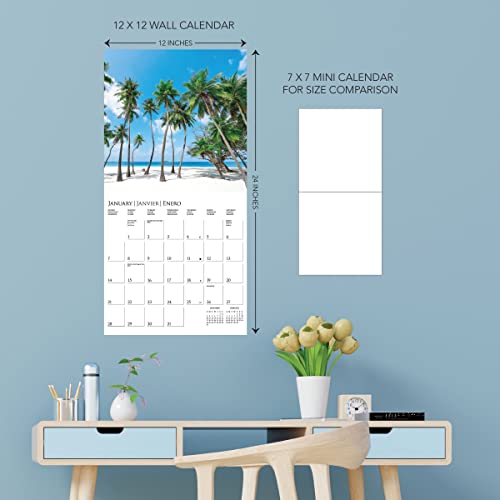 Graphique 2024 Island Paradise Wall Calendar | 12” x 12” | Thick Paper | Home & Office Organizer | Large Monthly Grid | 3 Languages & Marked Holidays | 4 Month Preview Page for 2025 - Image 4