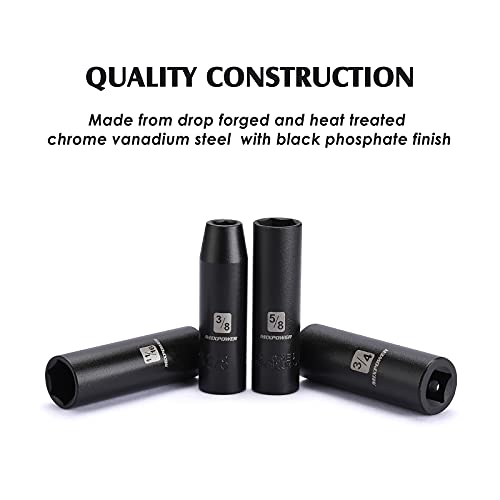 MIXPOWER 11 Pieces 1/2-Inch Drive Deep Impact Socket Set, 3/8-Inch to 1-Inch, CR-V, SAE, 6 Point, Deep, 11 Pieces 1/2" Dr. Socket - Image 4