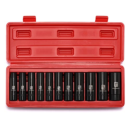 MIXPOWER 11 Pieces 1/2-Inch Drive Deep Impact Socket Set, 3/8-Inch to 1-Inch, CR-V, SAE, 6 Point, Deep, 11 Pieces 1/2" Dr. Socket - Image 2