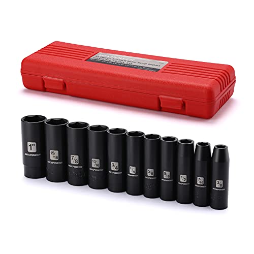 MIXPOWER 11 Pieces 1/2-Inch Drive Deep Impact Socket Set, 3/8-Inch to 1-Inch, CR-V, SAE, 6 Point, Deep, 11 Pieces 1/2" Dr. Socket - Image 1