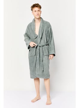 Tahari Home Men Fleece Bathrobe, Dark Grey  - Image 2