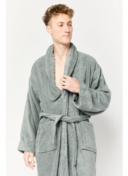 Tahari Home Men Fleece Bathrobe, Dark Grey  - Image 1