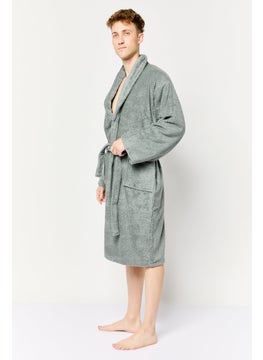 Tahari Home Men Fleece Bathrobe, Dark Grey  - Image 3