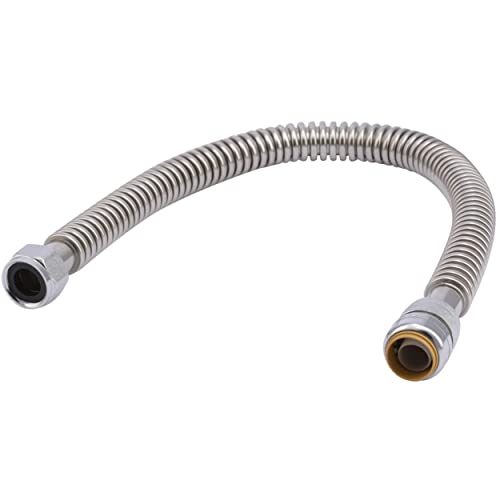 SharkBite 3/4 Inch x 3/4 Inch FIP x 24 Inch Stainless Steel Corrugated Flexible Water Heater Connector, Push To Connect Brass Plumbing Fitting, PEX Pipe, Copper, CPVC, PE-RT, HDPE, SS3088FLEX24LF - Image 1