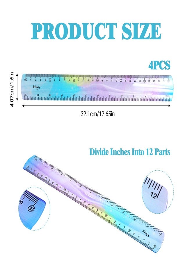 panthra 4 PCS Flexible Ruler 12in Bendable Ruler, with Centimeters and Inches, Suitable for Schools, Classrooms, Offices, Children and Adults, Can Be Used as a Gift (Color) - Image 2