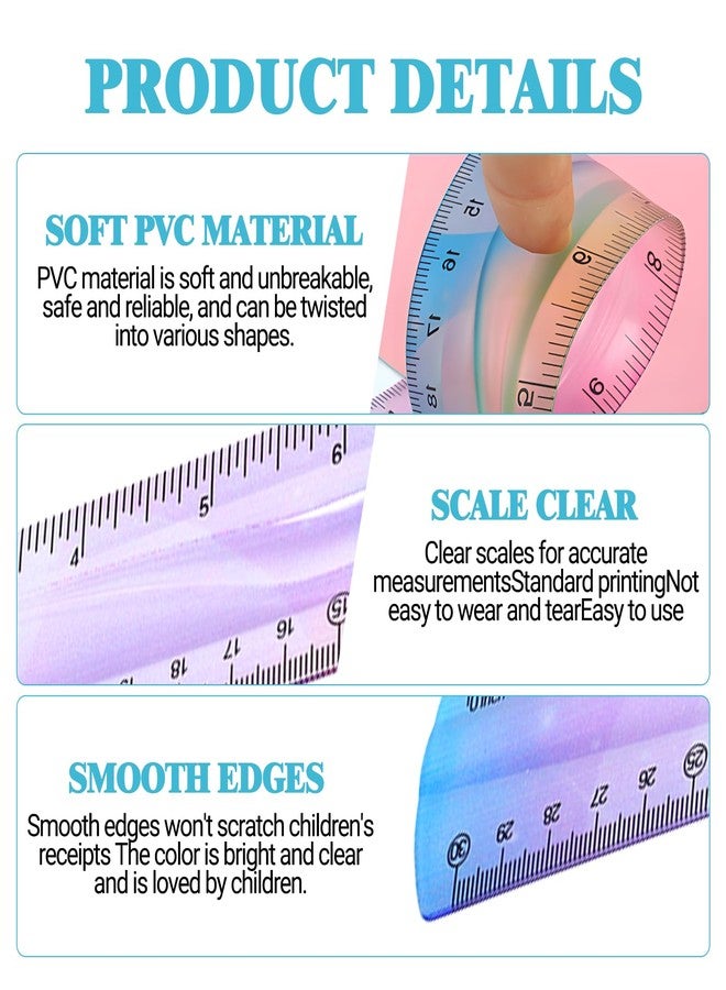 panthra 4 PCS Flexible Ruler 12in Bendable Ruler, with Centimeters and Inches, Suitable for Schools, Classrooms, Offices, Children and Adults, Can Be Used as a Gift (Color) - Image 3