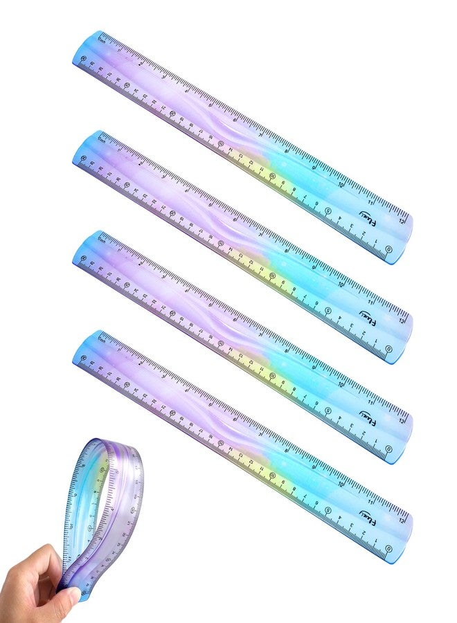 panthra 4 PCS Flexible Ruler 12in Bendable Ruler, with Centimeters and Inches, Suitable for Schools, Classrooms, Offices, Children and Adults, Can Be Used as a Gift (Color) - Image 1