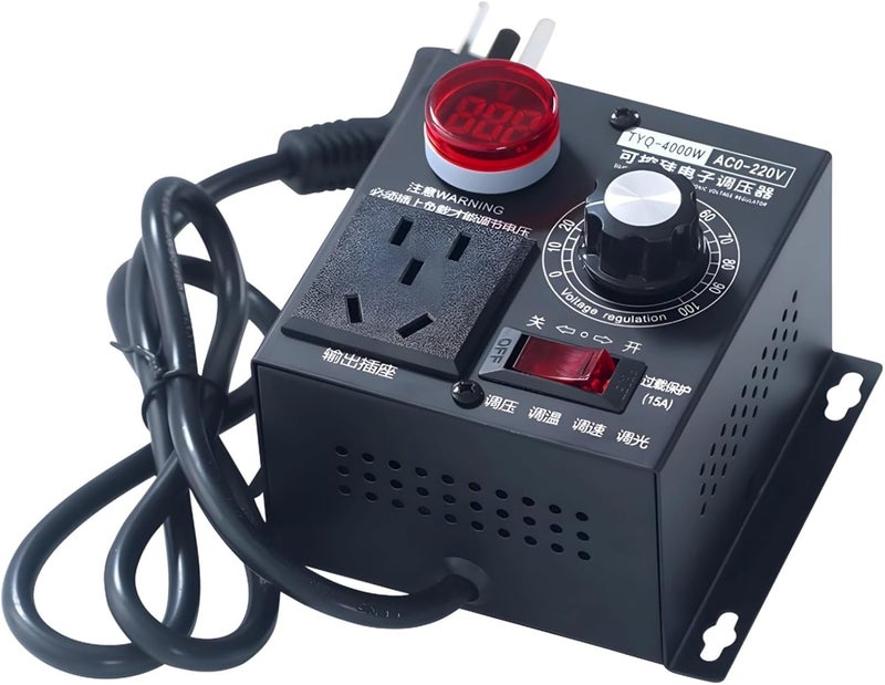Ac Motor Velocity Controller 2000W, Electronic Screen Voltage Governor With Temp Regulation, Single Phase Ventilator Dimmer Turn With Lighted Readout, Industrial Adjustable Velocity Command Box - Image 1