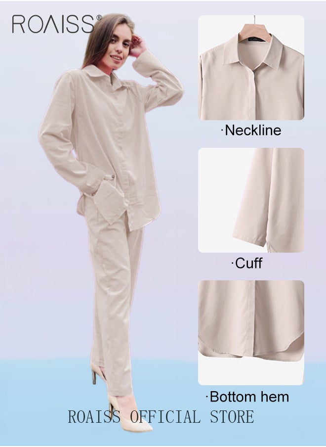 Ladies Comfortable Cotton Linen 2 Piece Suit for Daily Commute - Shirt and Wide Leg Pants Set with Simple Loose Fit Design for Leisure - pzsku/ZAA6A97AEBCE5F208796BZ/45/_/1705049743/dff1fd37-94f5-4279-b185-36844fe9ce98